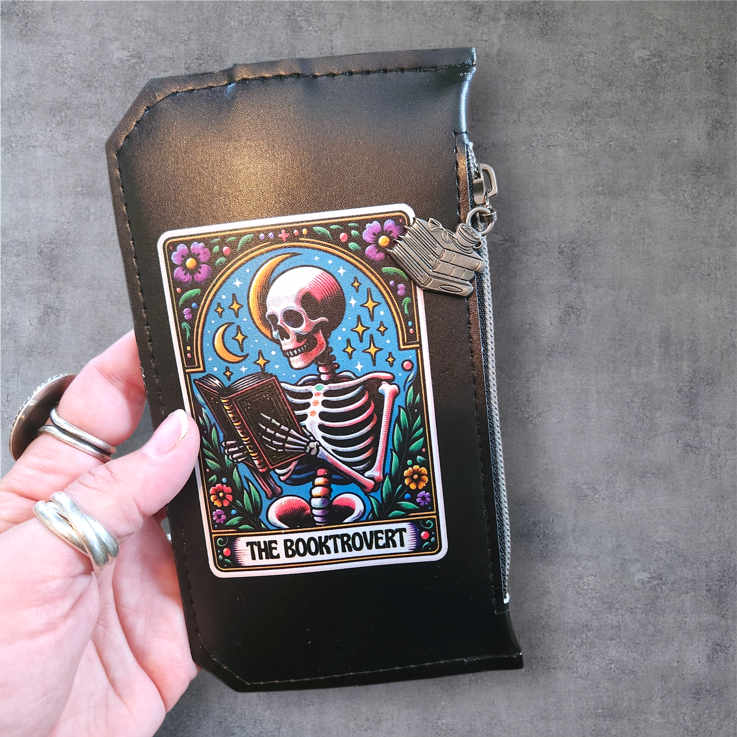 Booktrovert Wallet – Tarot Art Skeleton Purse Pal for Spicy Book Lovers