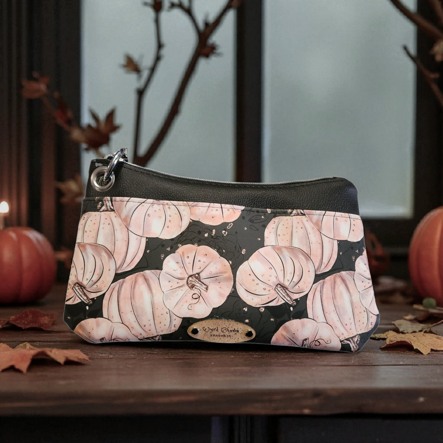 Heirloom Pumpkin Wristlet: Autumn Witchy Faux Leather Clutch
