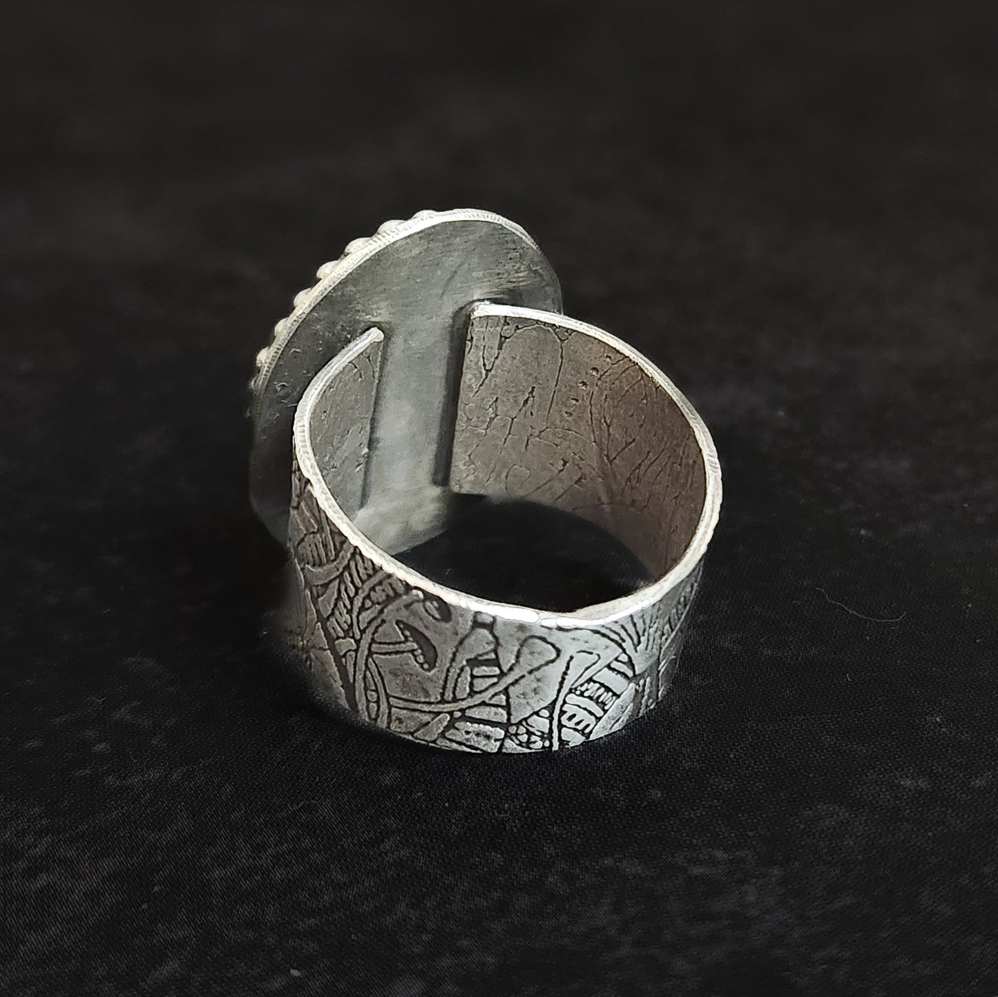 Mooncap Reliquary Ring | Sterling Silver Mushroom Band with Opal | US size 8
