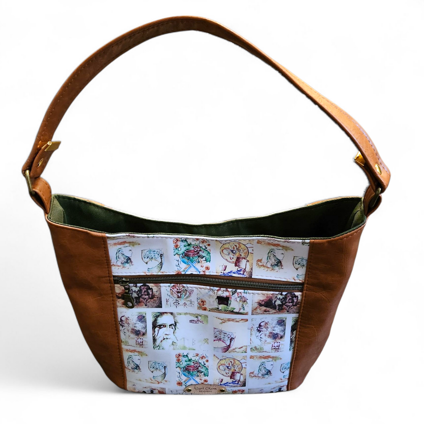 Viking Saga Shoulder Bag: Odin Print Faux Leather Norse Mythology Purse