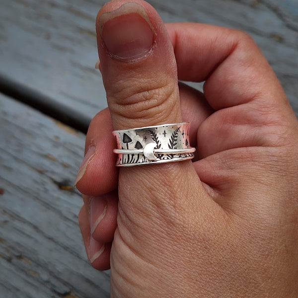 Mushroom Fern Spinner Ring
