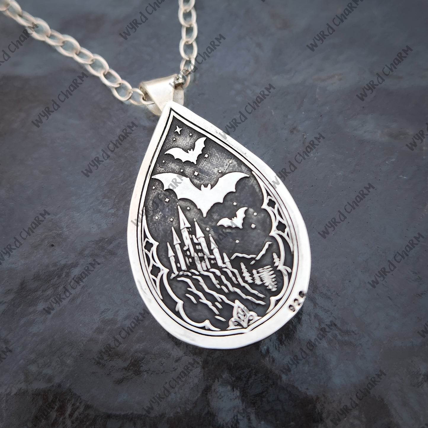 Crimson Veil Castle Necklace | Sterling Silver Amethyst Pendant