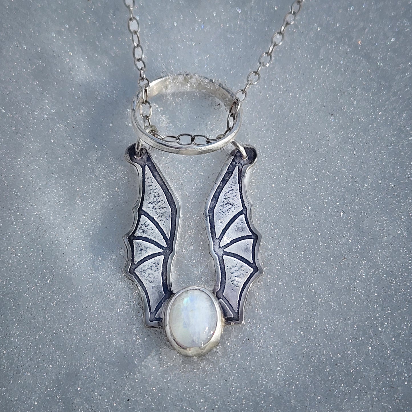 Moon Guardian – Sterling Silver Dragon Ring Keeper Necklace