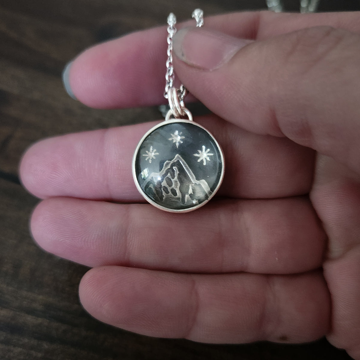 Under Three Stars | Sterling Silver Celestial Mountain Necklace