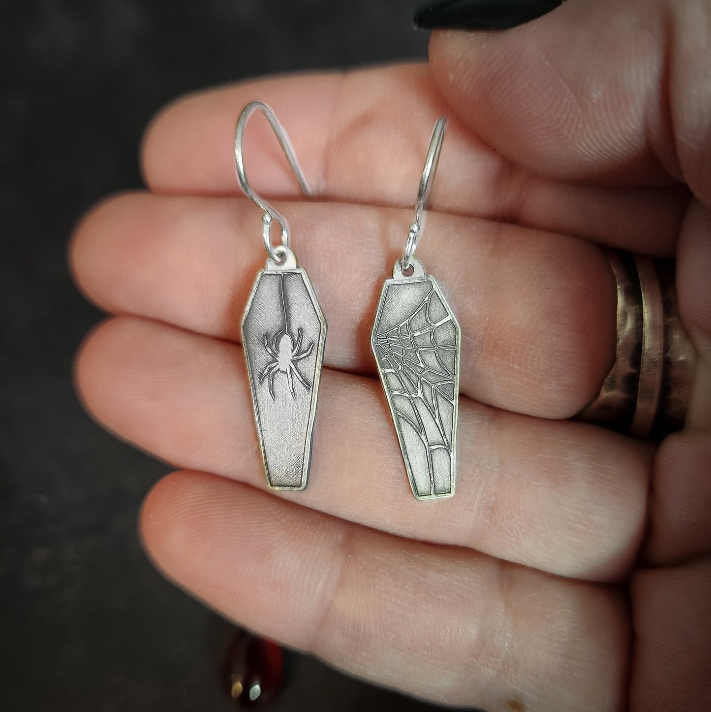 Spider Coffin Earrings