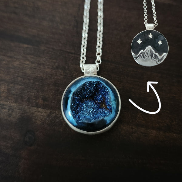 Beyond the Stars | Sterling Silver Druzy Quartz Mountain Necklace