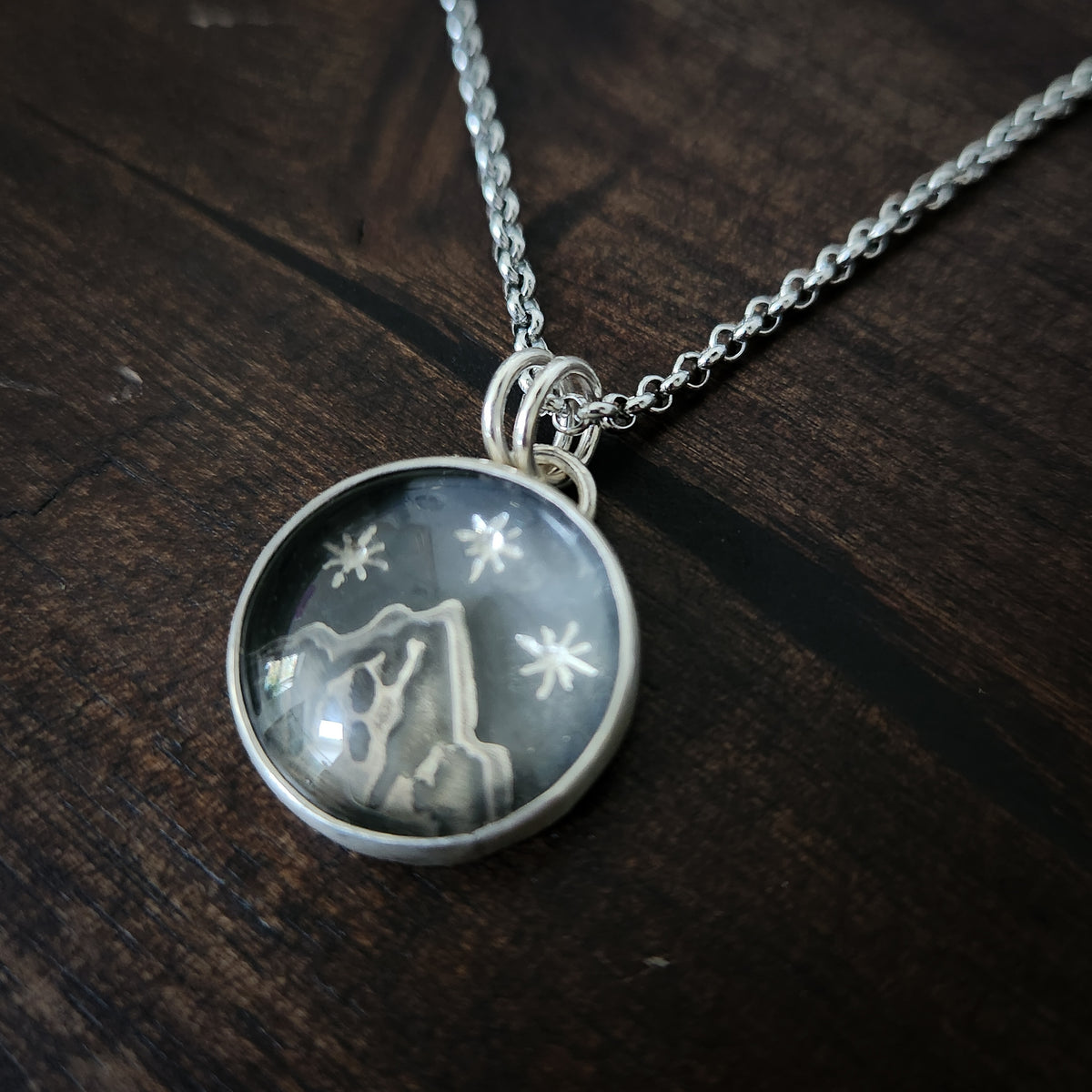 Under Three Stars | Sterling Silver Celestial Mountain Necklace