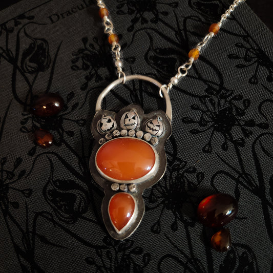 Harvestfire – Pumpkin & Carnelian Statement Necklace
